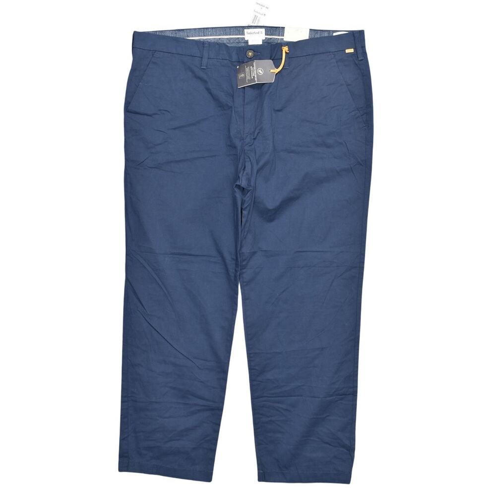 Timberland Men's Chino Pants Straight Blue 40x30 NWT Cotton Blend Zip Solid
